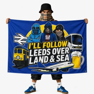 I'll Follow Leeds Over Land & Sea 5x3ft Flag