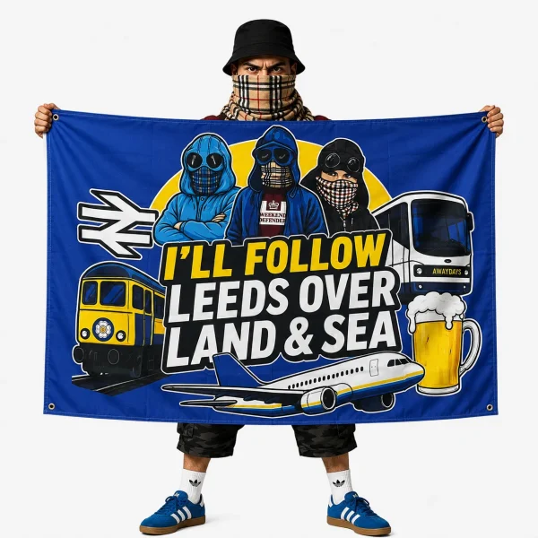 I'll Follow Leeds Over Land & Sea 5x3ft Flag